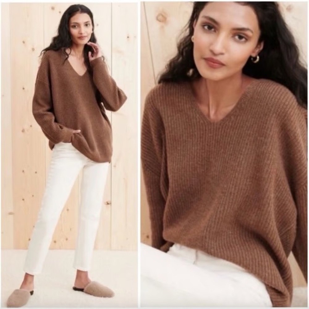 Jenni Kayne Cabin Sweater in Nutmeg (Brown) Cashmere & Wool blend